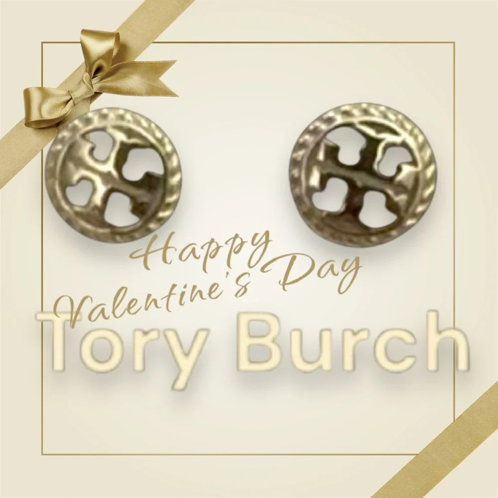 TORY BURCH LOGO earrings in silver NEW WITH TAGS $98 MSRP